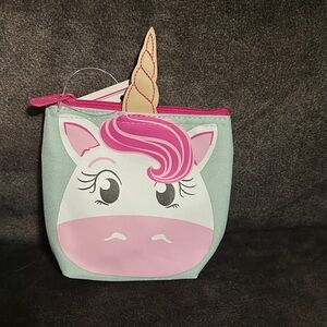 Thirty-One Brand New Cool Zip Snacker Unicorn Kids Pouch - Pink and Mint